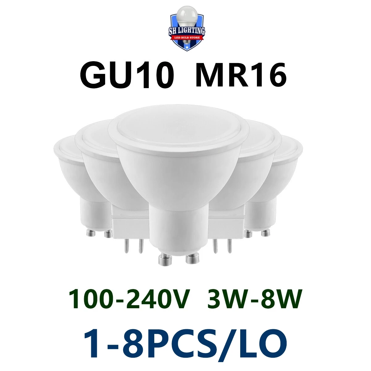 

LED spotlight GU10 MR16 100-240V 3W-8W high bright warm white light replacement 50W 100W halogen lamp is suitable for kitchen