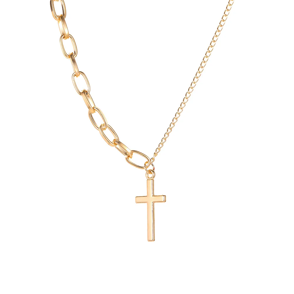 

Japanese andKorean INS Design Sense Chain Asymmetric Cross Necklace European-American Style Simple Pendant Clavicle Chain Female