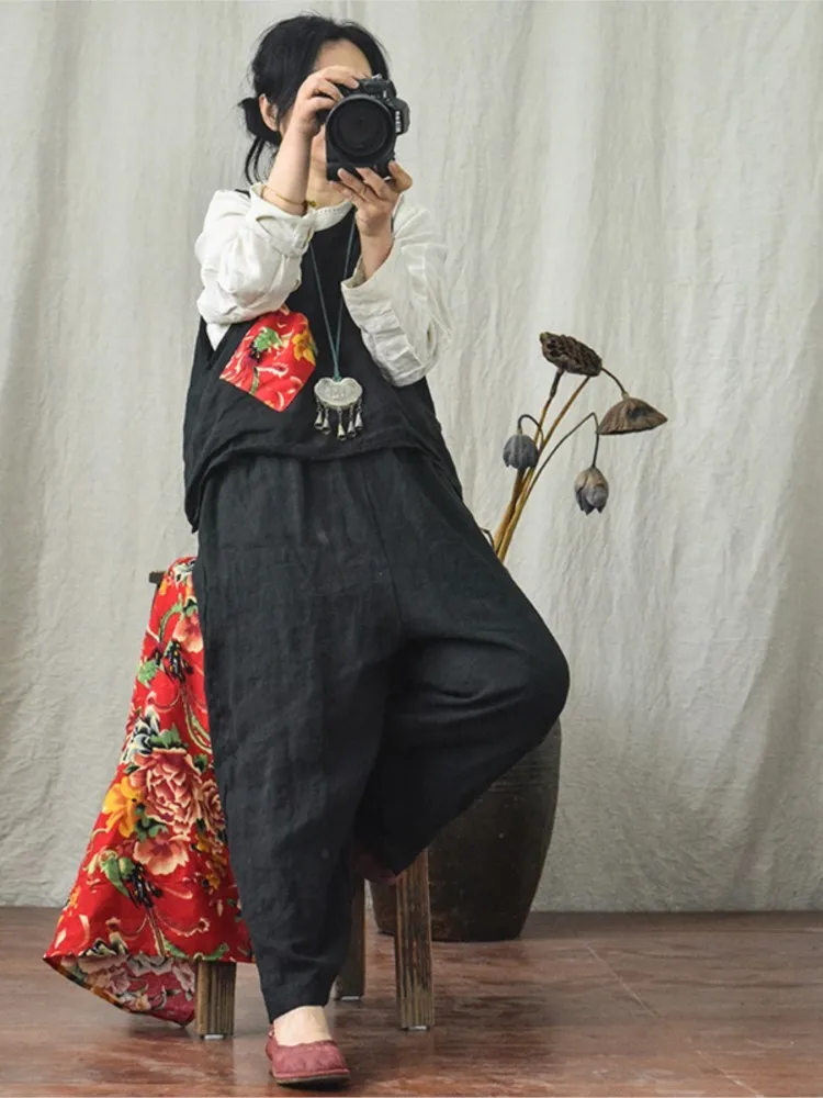 

Spring Summer Women Wide-leg Pants 2021 New Cotton Linen Solid Color Elastic Waist Loose Casual Trousers Female YoYiKamomo