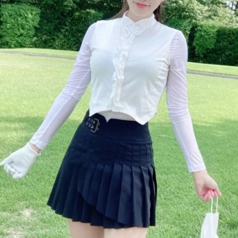 Golf women's skirts sports pleated skirts anti-glare summer slim slim skirts