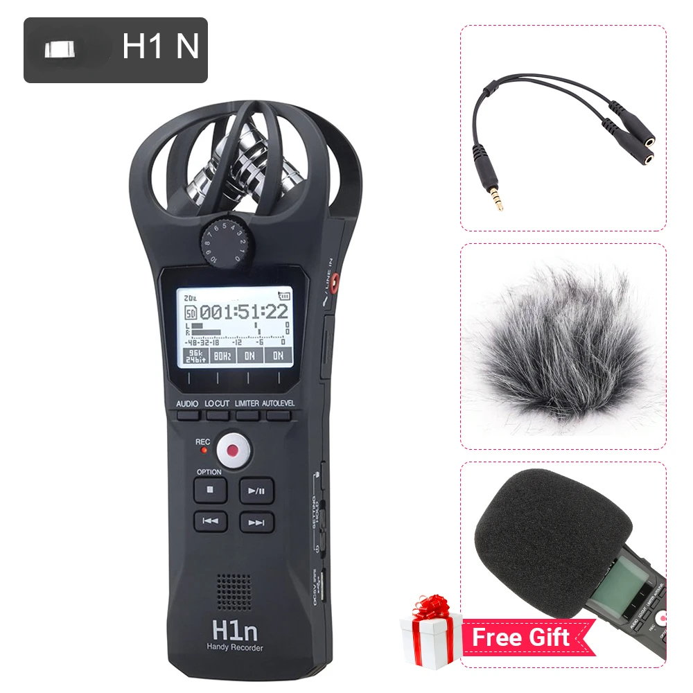 

Портативный черный микрофон Zoom H1N, удобный цифровой рекордер, ручка для стереозаписи для интервью, DSLR обновленный зум H1