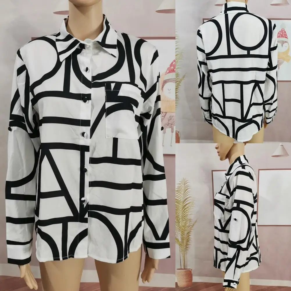 

Chic Casual Shirt Loose Sweat Absorbing Office Top Single Breasted Stylish Casual Shirt