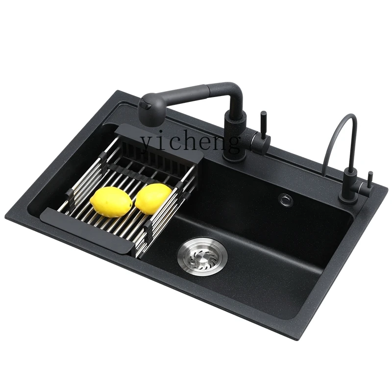 

YY Quartz Sink Single Sink Washing Basin Kitchen Sink Set Sink Sink