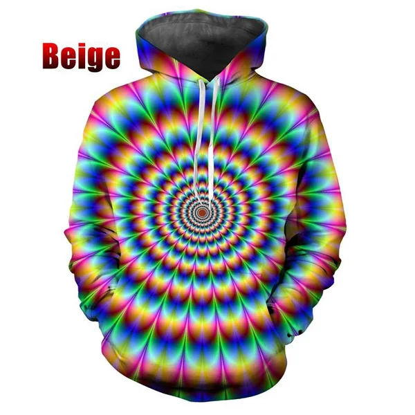 

2022 г., гипнотические худи с 3D принтом радуги, головокружения, зимние теплые красочные повседневные уличные пуловеры с длинным рукавом, худи