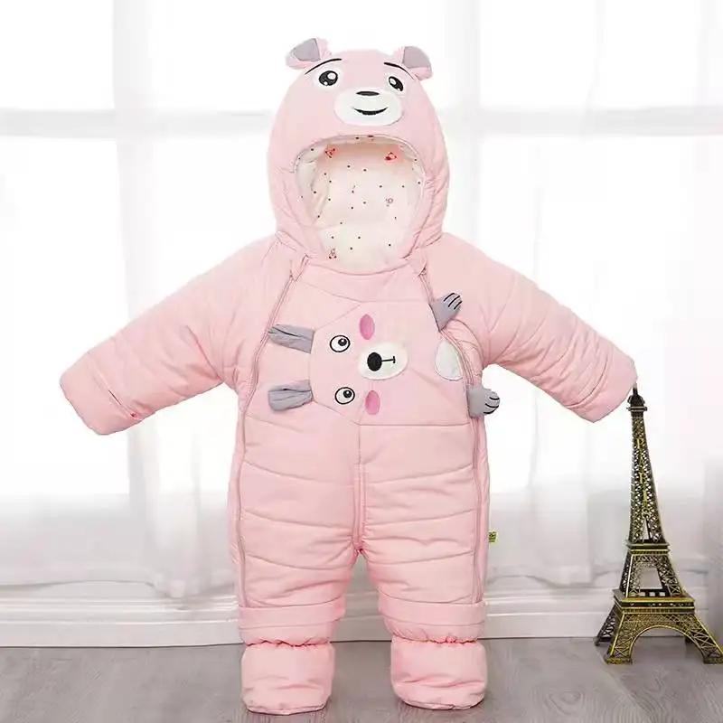 

Baby Winter Warm Thickened Cartoon Style Padded Jacket Clothes Hooded Pullover Children Suit Cotton-padded Coats Set