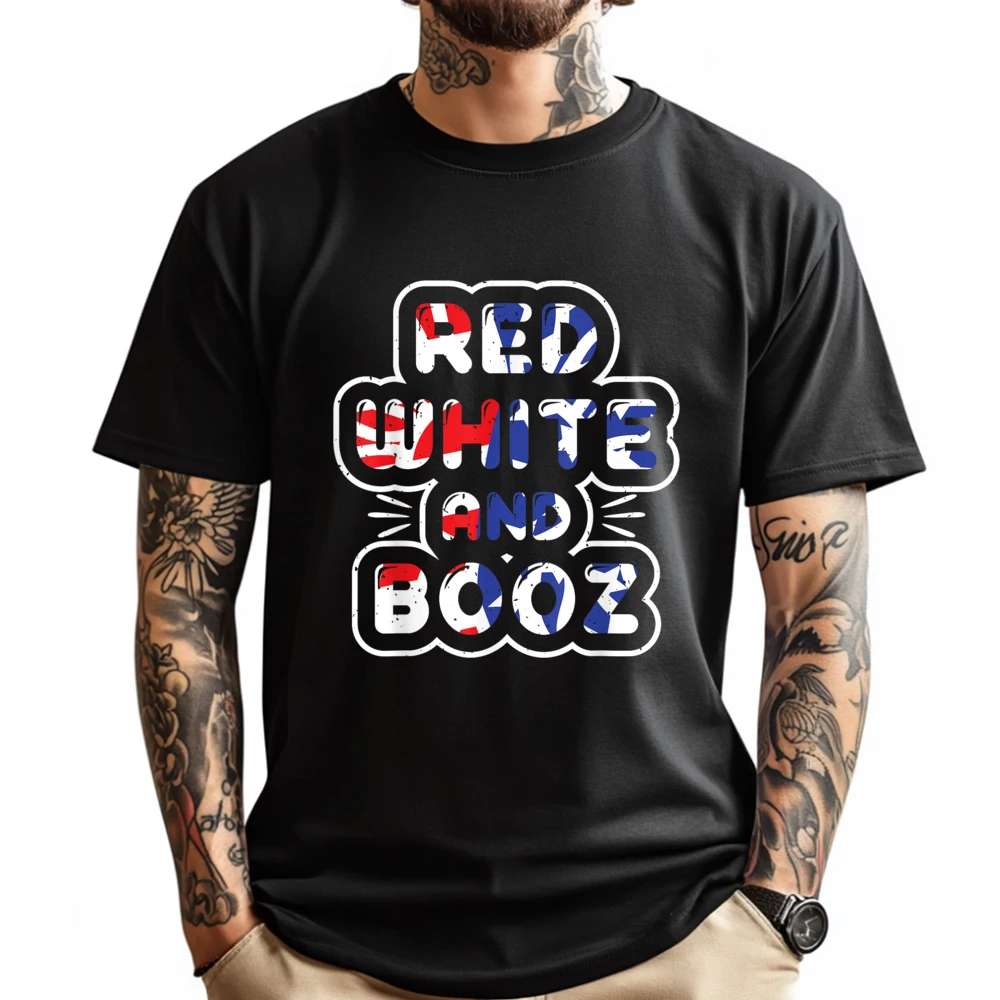 Забавная футболка Red White Drink Happy 4th Of July мужская топы и футболки Camisas De Hombre