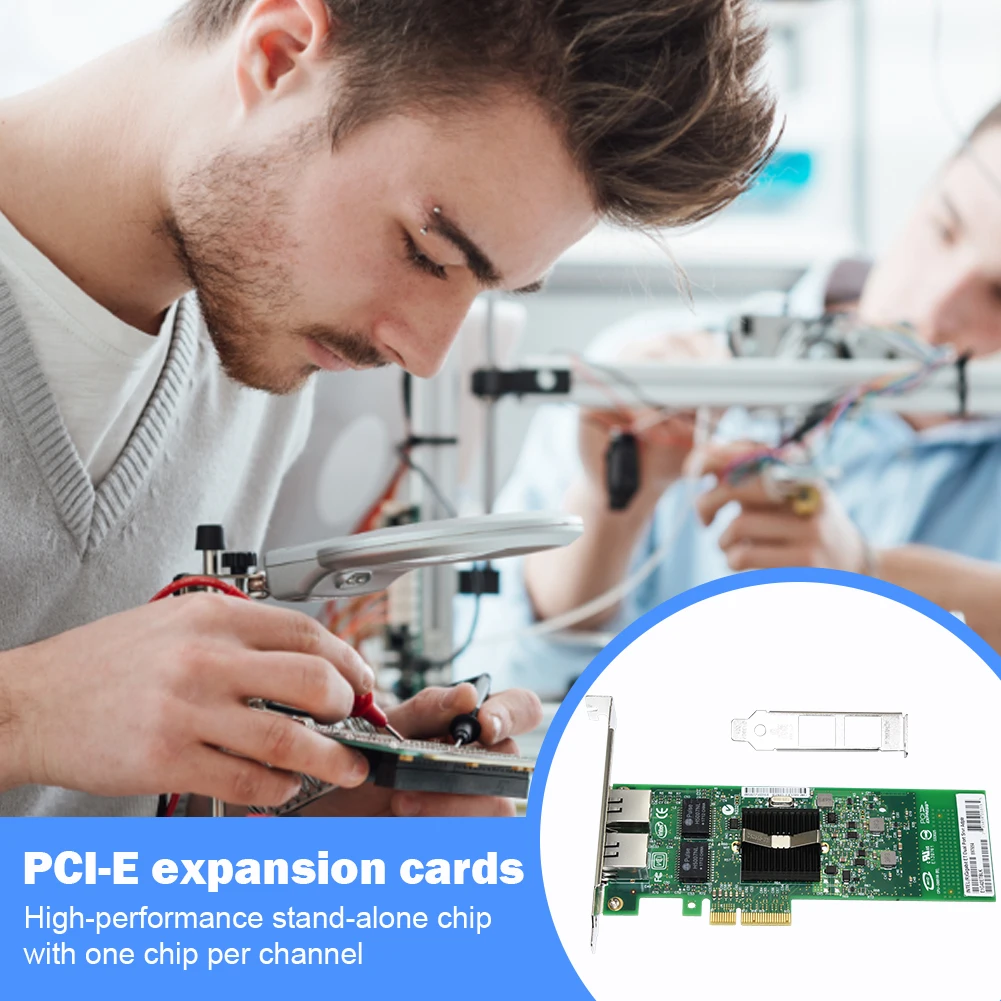 

PCI-E 4х гигабитный сетевой адаптер Ethernet X4 к X16 RJ45, двухпортовый переходник PCI Express 2,0 для настольного ПК 1000 Мбит/с, расширитель сервера