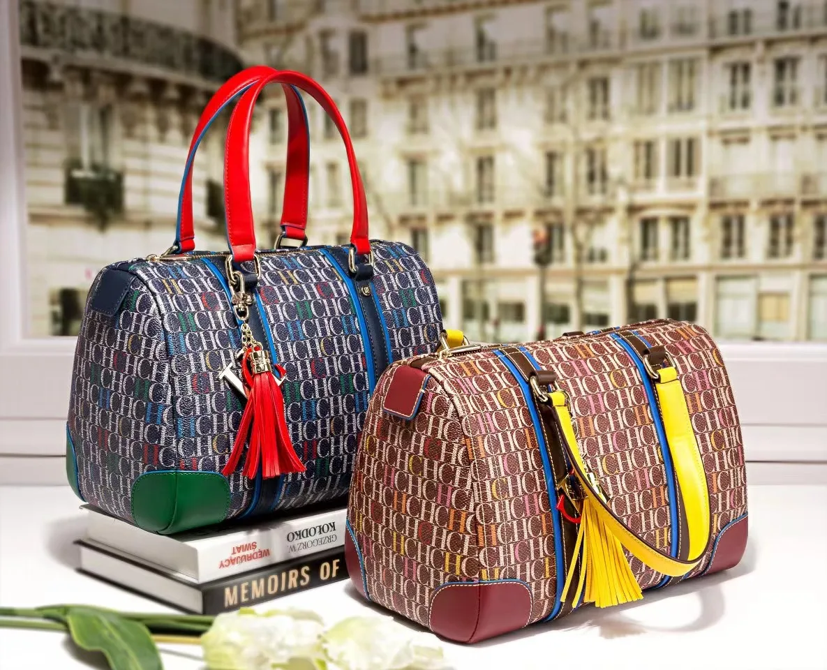 

Повседневная Бостонская сумка intage с принтом, новинка 2022, модная кожаная сумка 100% для женщин в европейском и американском стиле