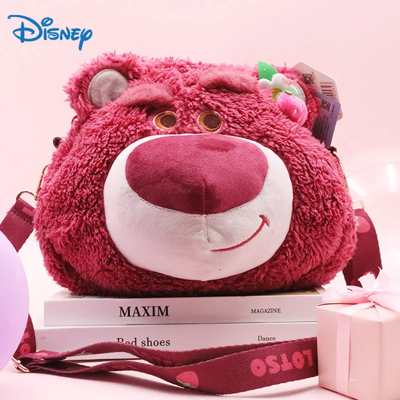 Фото Плюшевый рюкзак Kawaii Disney Lotso Bear Toy Story, новая милая мультяшная сумка через плечо, мягкая сумка-игрушка для девочек и женщин №2