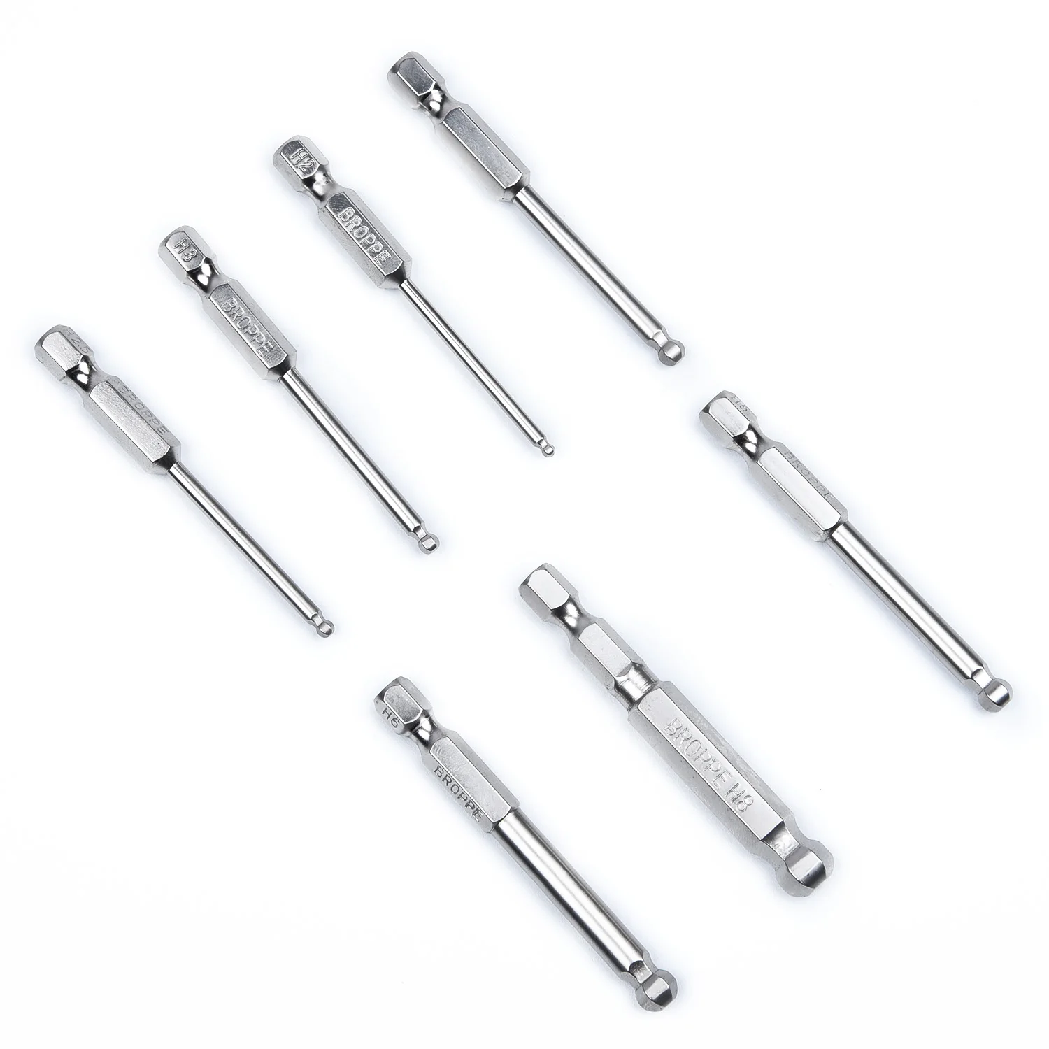 

Silver Screwdriver Bit 7pcs High Precision Magnetic Ball Head 1/4inch Hex Shank 65mm 2/2.5/3/4/5/6mm Practical