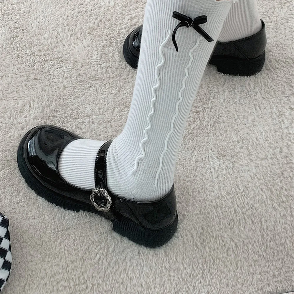 2022 Spring New Small Leather Shoes Female Uniform Round Toe Thick Heel British College Style Women's Shoes Vintage Shoes