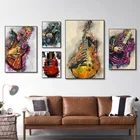 Легендарные гитары, абстрактные настенные плакаты, принты, Картина на холсте, акварельные гитары, художественные картины, музыкальная студия, бар, домашний Настенный декор