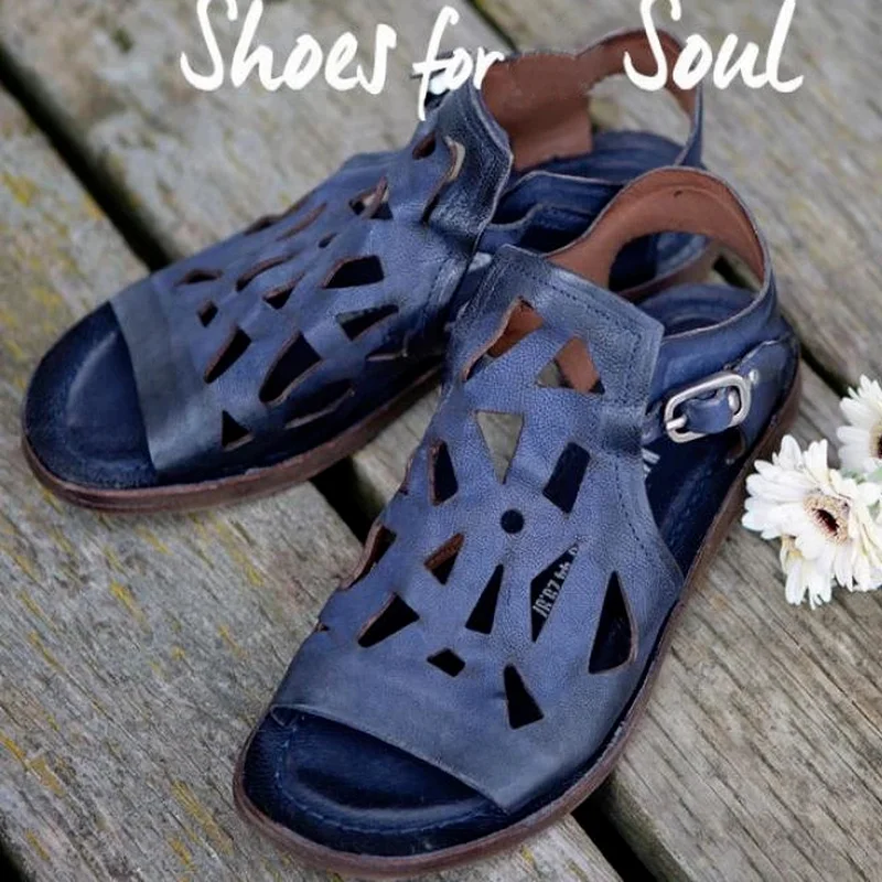 

Roman Sandals Women Summer Open-toe Shoes Solid Hollow Ladies Retro Platform Sandals Fashion Outdoor Shoes for Women Large Size