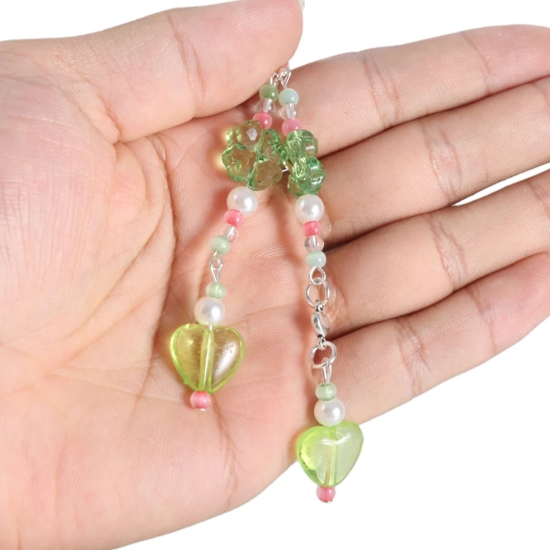 652F Модный брелок из бисера с четырьмя листьями клевера для телефона