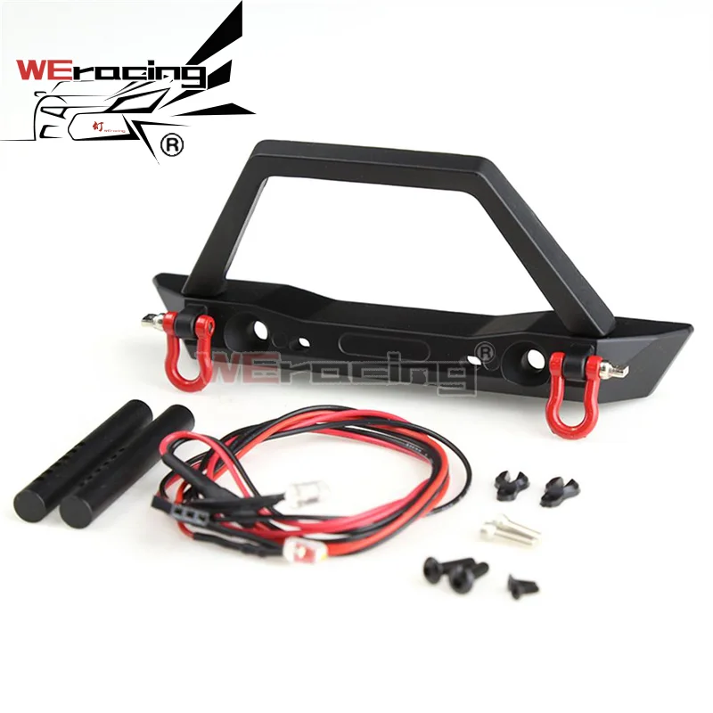 

Simulation Metal Front Bumper Anti-collision with 2 Light Lines For 1/10 RC Rock Crawler Truck Traxxas Trx4 Axial Scx10 90046