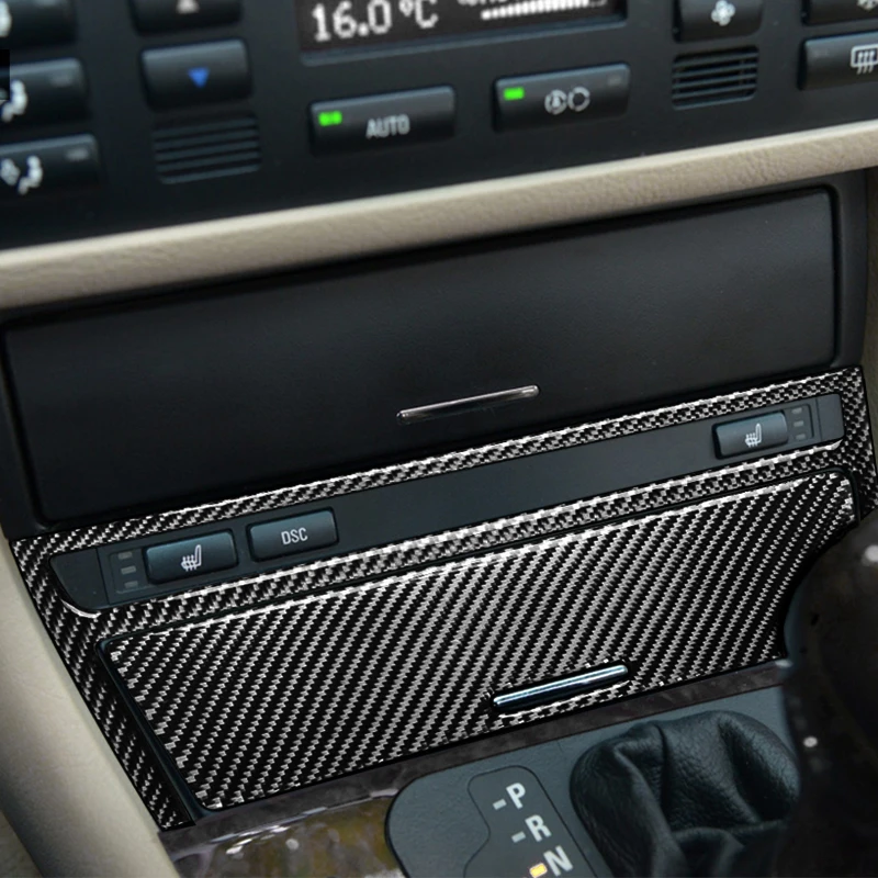 

Car Cigarette Lighter Panel Cover Carbon Fiber Sticker Storage Box ABS Trim For BMW 3 Series E46 Accessories