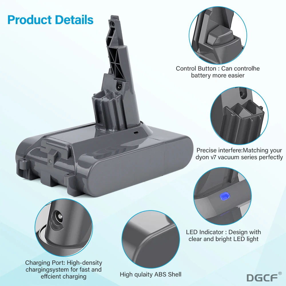 

Battery For Dyson V7 V8 V10 SV11 Handhold Vacuum Cleaner 21.6V 6.0Ah