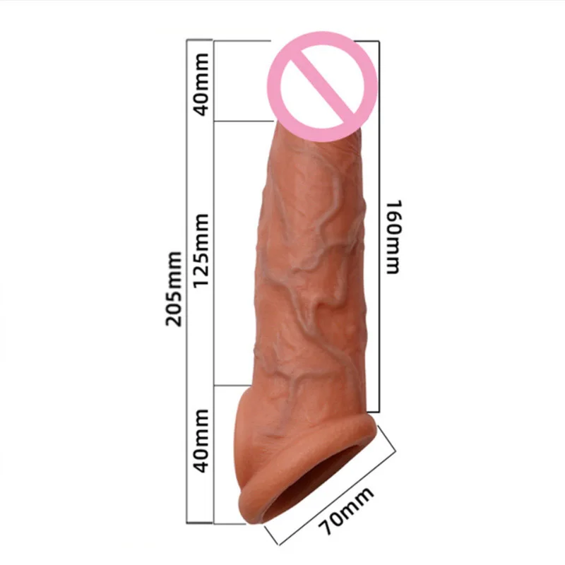 

Reusable Penis Sleeve Enlargement Condoms Sex Toys For Men Dildo Extender Enhancer Sex Delay Realistic Condom Intimate Goods