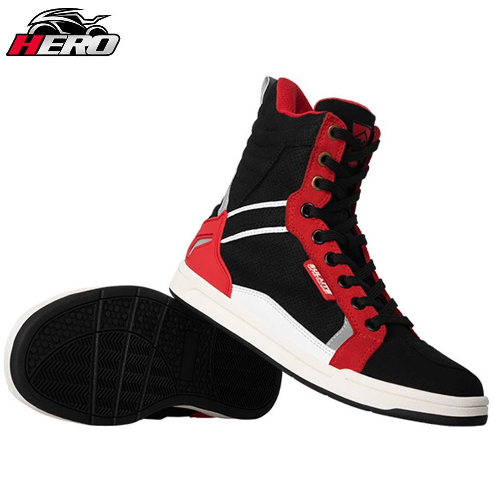 Enlarge New Motorcycle Boots Casual Shoes Microfiber Motocross Riding Boots four seasons Motorbike Riding Wear Resistant Shoes
