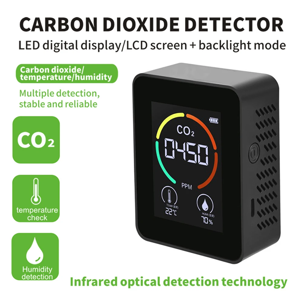 

Air Monitor CO2 Carbon Dioxide Detector Greenhouse Warehouse Air Quality Temperature Humidity Monitor Fast Measurement Meter