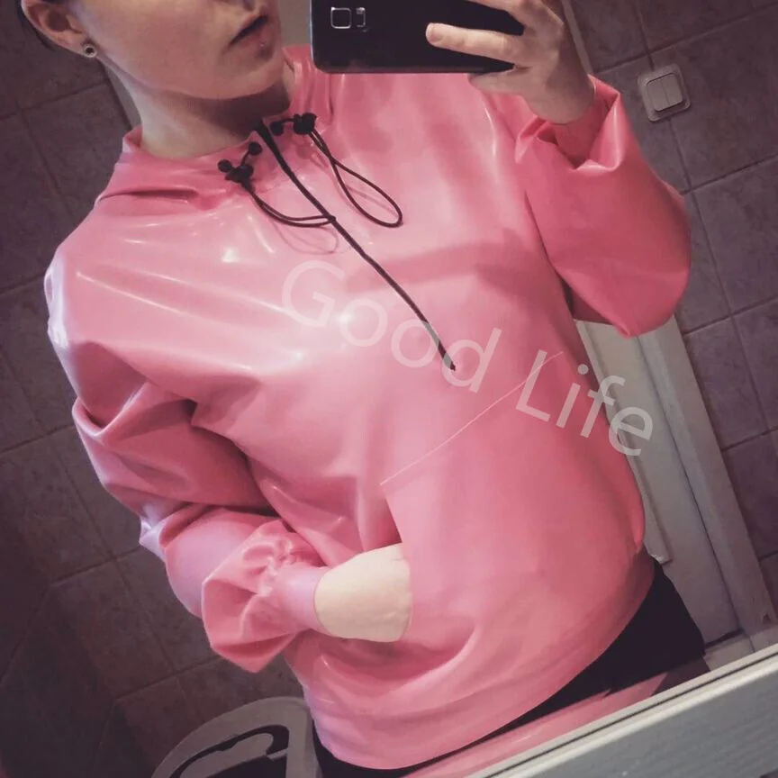 Топ из натурального латекса с капюшоном боди на заказ 0 4 мм 100% латексная резина