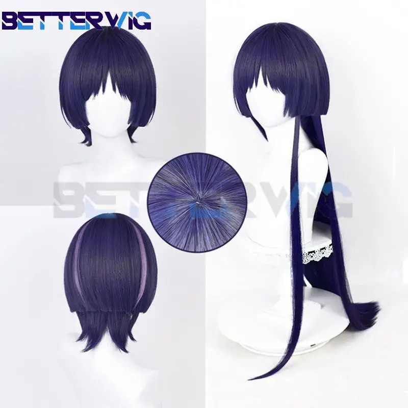 Парик для косплея Genshin Impact Scaramouche Kunikuzushi термостойкие синтетические волосы синего