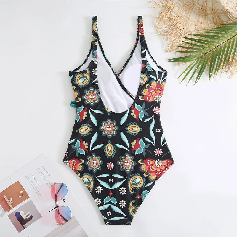 Lanswe Swimsuit 2023 Women One Piece Swimwear Sexy Backless Women Bathing Suits Floral Bachelorette Party Cover Up Elegant
