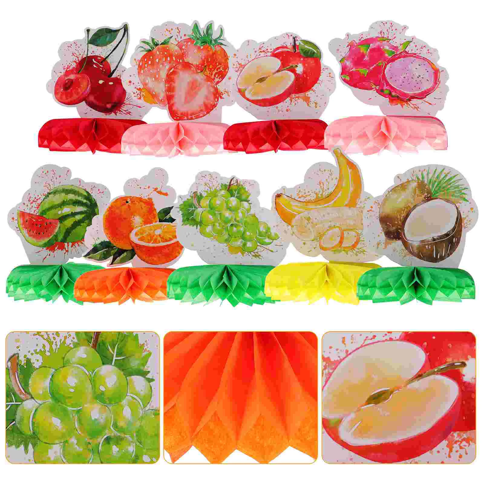 

9 Pcs Honeycomb Table Fruit Centerpieces Papers Hawaiian Cake Decorations Decors Summer Home Party Tables Desktop Themed