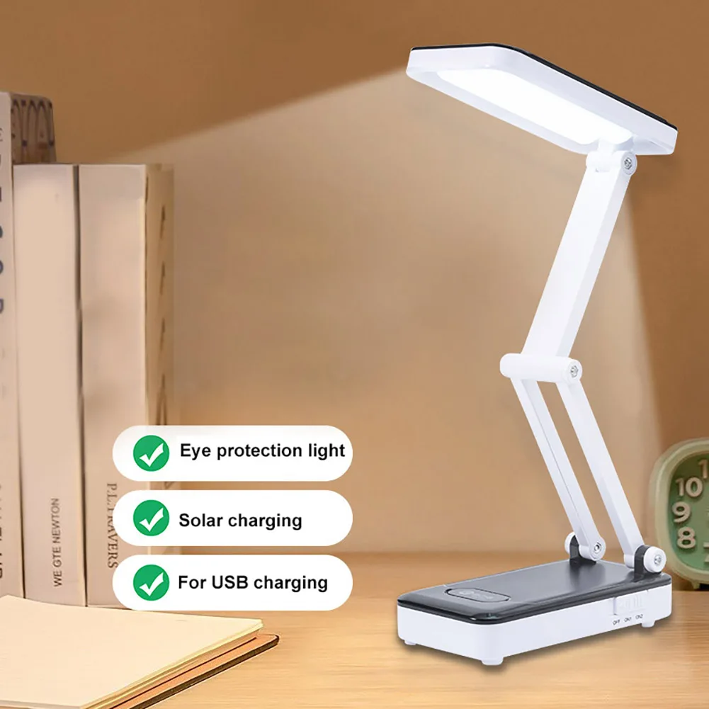 

Foldable Solar Table Light 4500K-6000K 26 LED Solar Powered Night Light 2 Gears Desk Night Lamp USB Charging for Study Room