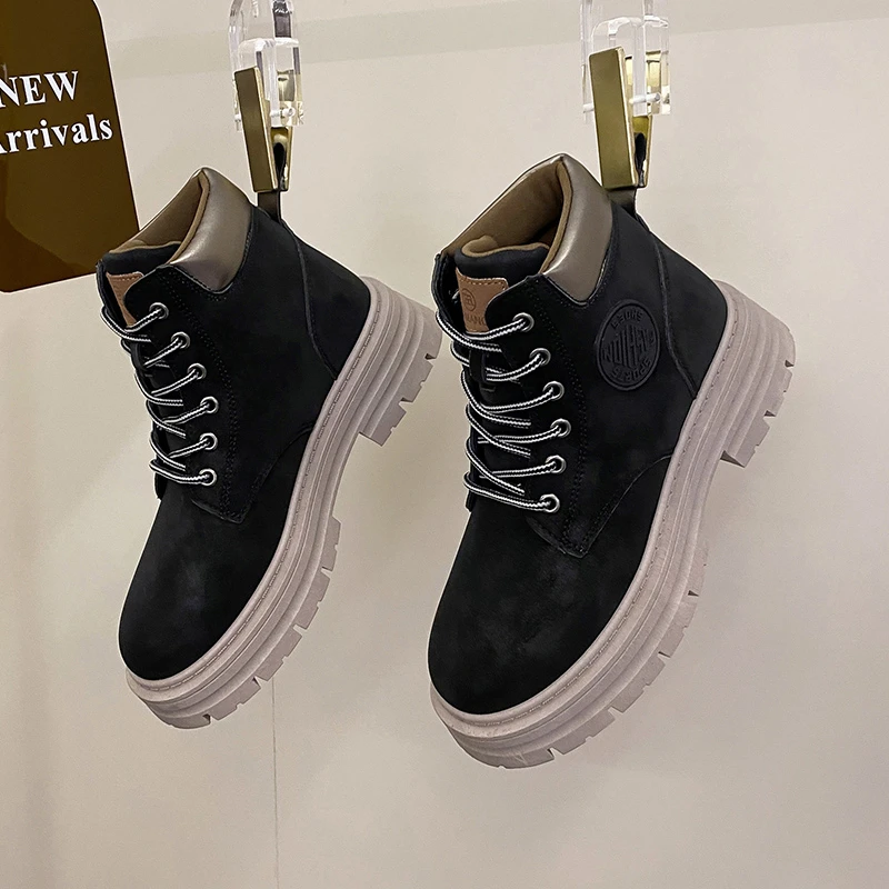 

Fashion Women Locomotive Boots GENUINE Pu Ankle Boots Female Casual Punk Shoes Plus Size Women Motorcycle Black Boot Comfortable
