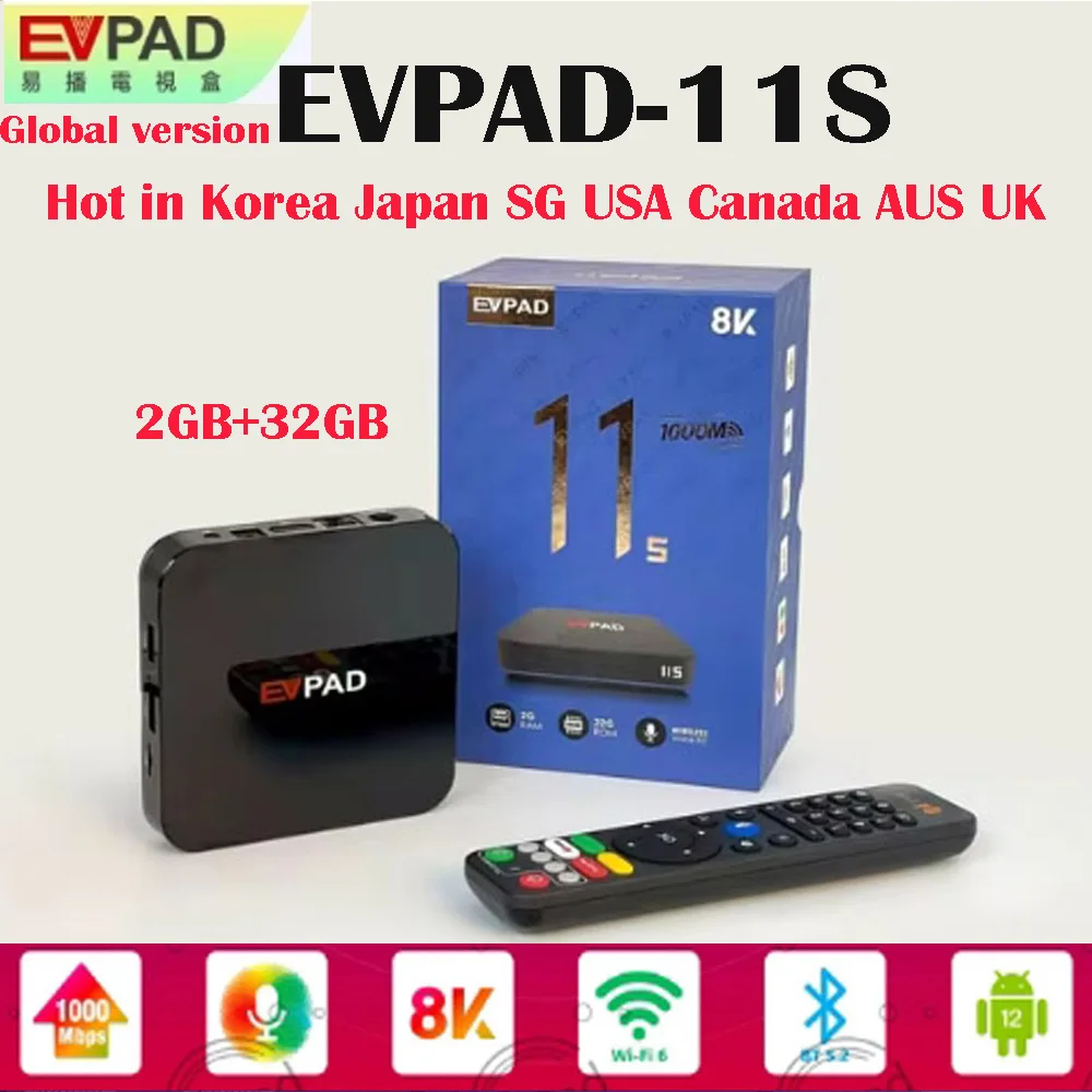 Фото [Подлинный] Новейший Evpad 11S 2025 Best Android12 Smart TV Box 8K UHD 2 ГБ 32 ГБ 1000M Ethernet Глобальный бестселлер PK Ubox Svicloud box №1