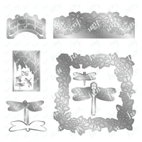 weeping willow bridge dragonfly water lily border shape metal cutting dies for diy scrapbooking decor embossing paper cards mold