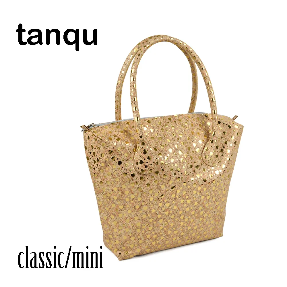 

tanqu Leather Insert for Classic Mini Obag Inner Pocket Plus Handle Combination Wood Pattern Waterproof Faux PU for O Bag