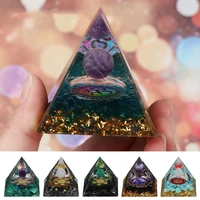 handmade home ornament energy generator healing chakra orgonite pyramid decor craft crystal stone