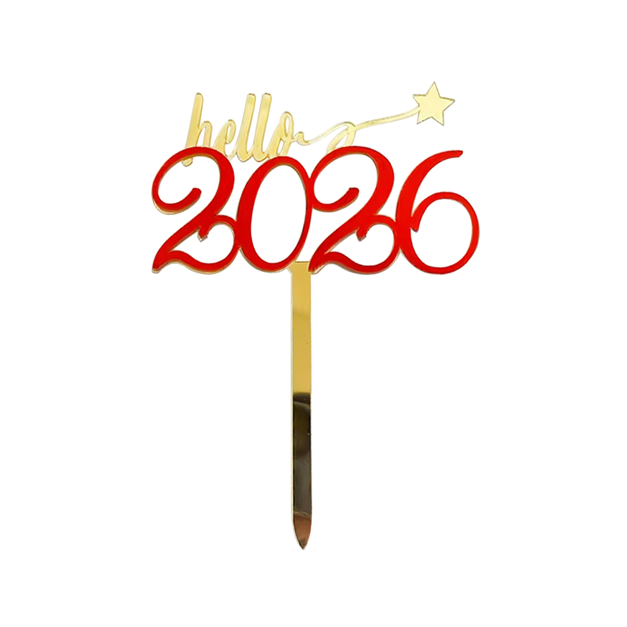 С Новым годом Hello 2026, акриловый топпер для торта на Рождество, топперы для торта, новогодняя вечеринка, принадлежности для украшения торта «сделай сам»