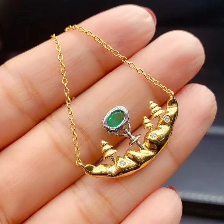 

MeiBaPJ New Arrival Columbia Natural Emerald Personality Pendant Necklace 925 Solid Silver Fine Wedding Jewelry for Women