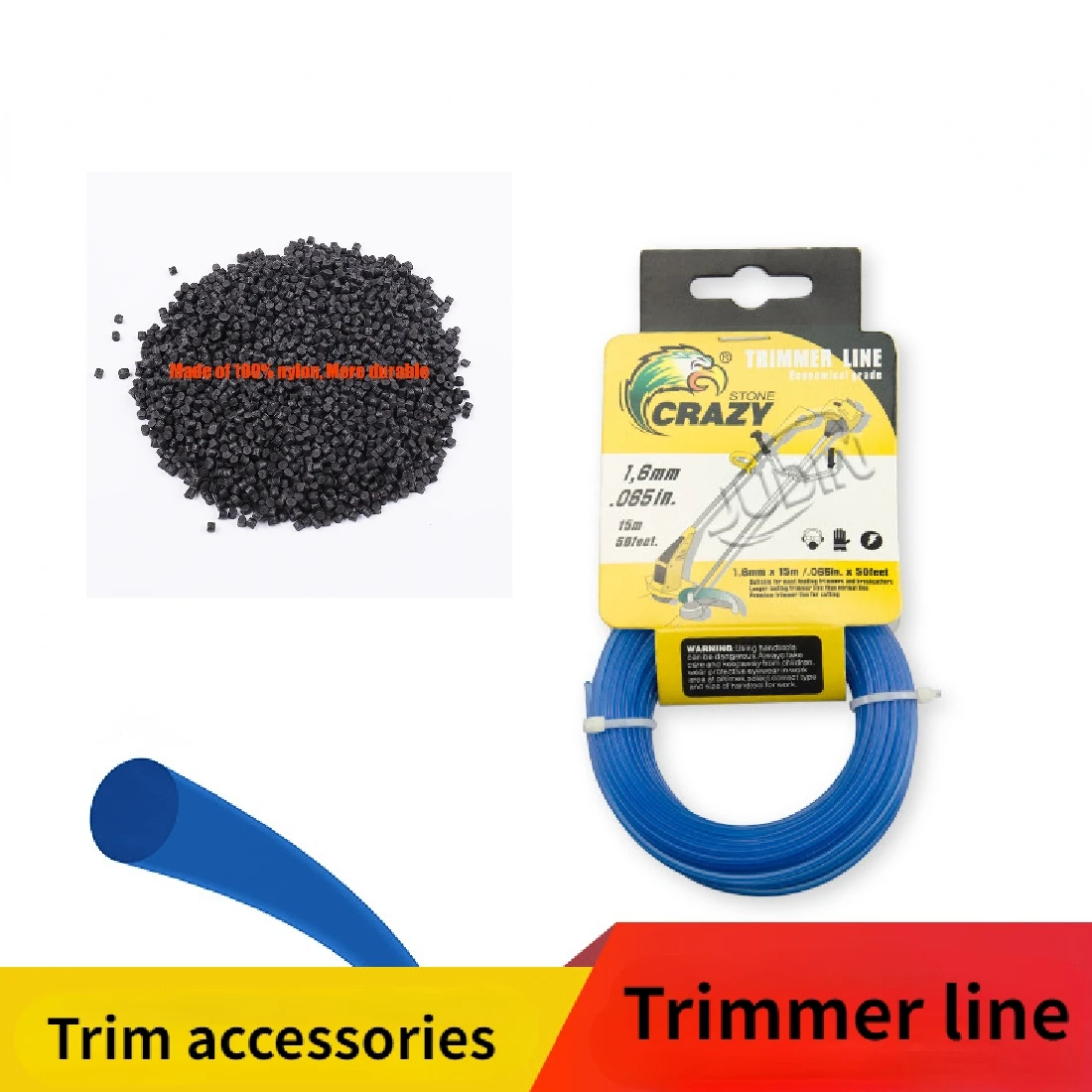 15m Round String Trimmer line of 1.3mm/1.6mm/2.0mm Diameter 