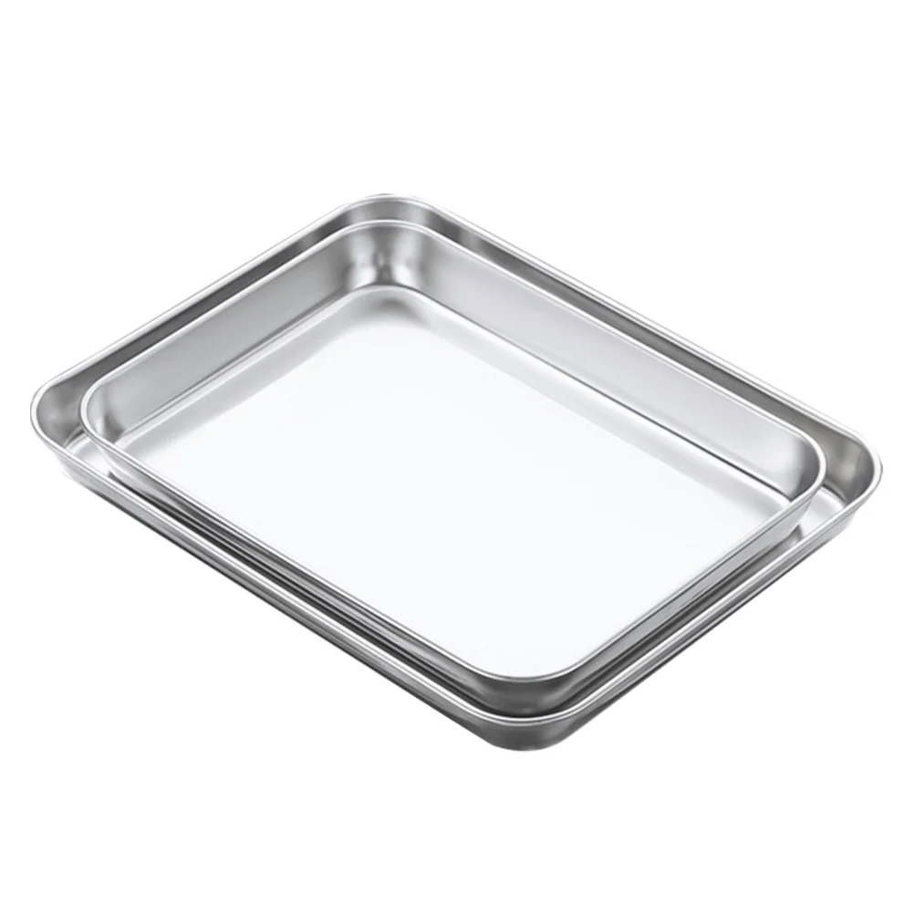 

Pan Baking Sheet Tray Stainless Steel Breading Cookie Plate Traysbread Small Rectangular Bowl Platter Oven Roasting Serving