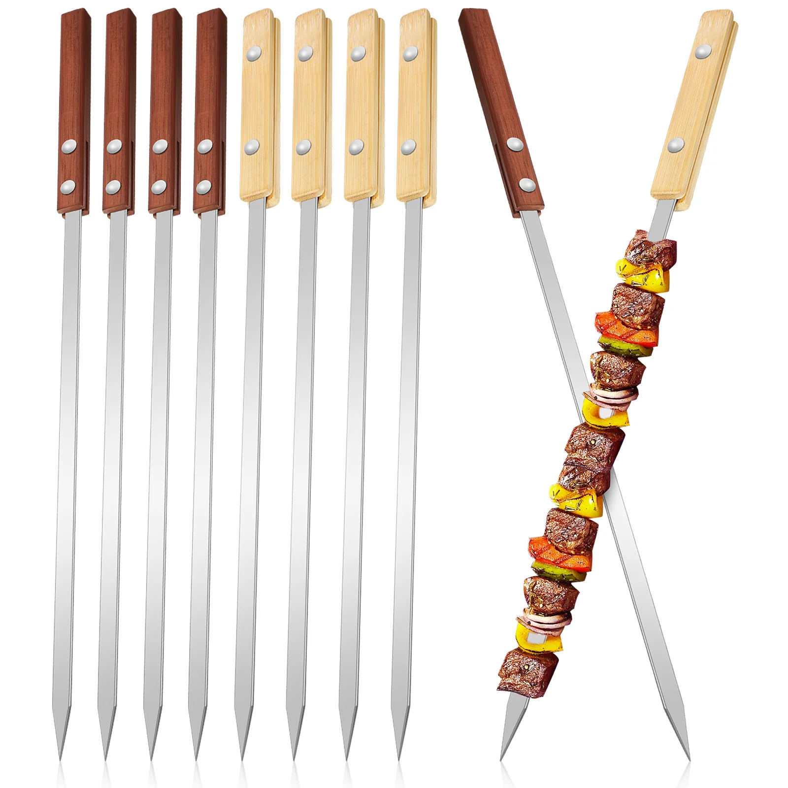 

12 Pcs Portable Sign Outdoor Accessories Metal Kabob Skewers Stainless Steel Bbq Tools