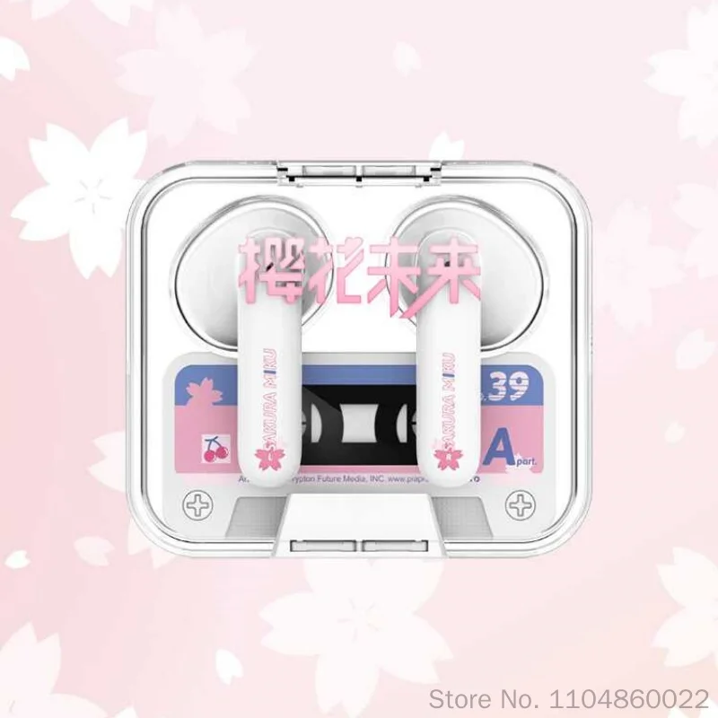 Фото Официальные беспроводные Bluetooth-наушники Hatsune Miku Sakura Future Happy Travel Series с водонепроницаемостью и шумоподавлением для путешествий на открытом воздухе №3