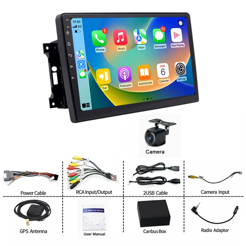 10-дюймовая автомагнитола с Apple CarPlay, Android 15, 8+128 ГБ, для Dodge RAM 1500 2500 3500 2006-2008, FM, Bluetooth (art.: 3920da97bc3b2) - 3920da97bc3b2
