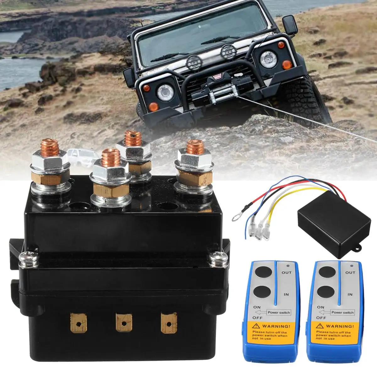 

12V 500A HD Contactor Winch Control Solenoid Relay Twin Wireless Remote Recovery For 8000-13500LBS Winch