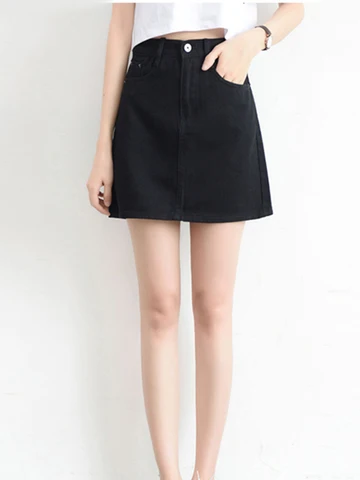 Zoki Sexy Women Denim Mini Skirt Fashion Summer High Waist Korean Black Skirt Blue Package Hip Jeans Harajuku Cotton S-3XL