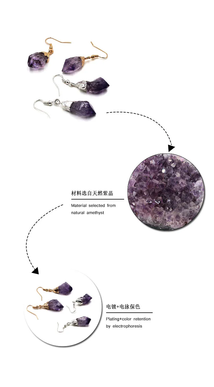 Серьги из натурального аметиста серьги бразильского шероховатого камня с
