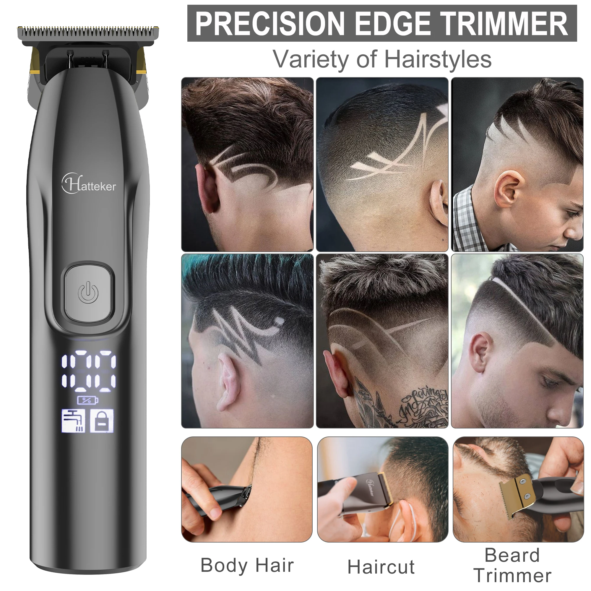 Hatteker Professional Hair Clippers and T-Blade Trimmer Kit for Men Cordless Beard Barber Clipper Hair Cutting Kit Haircut Groom enlarge
