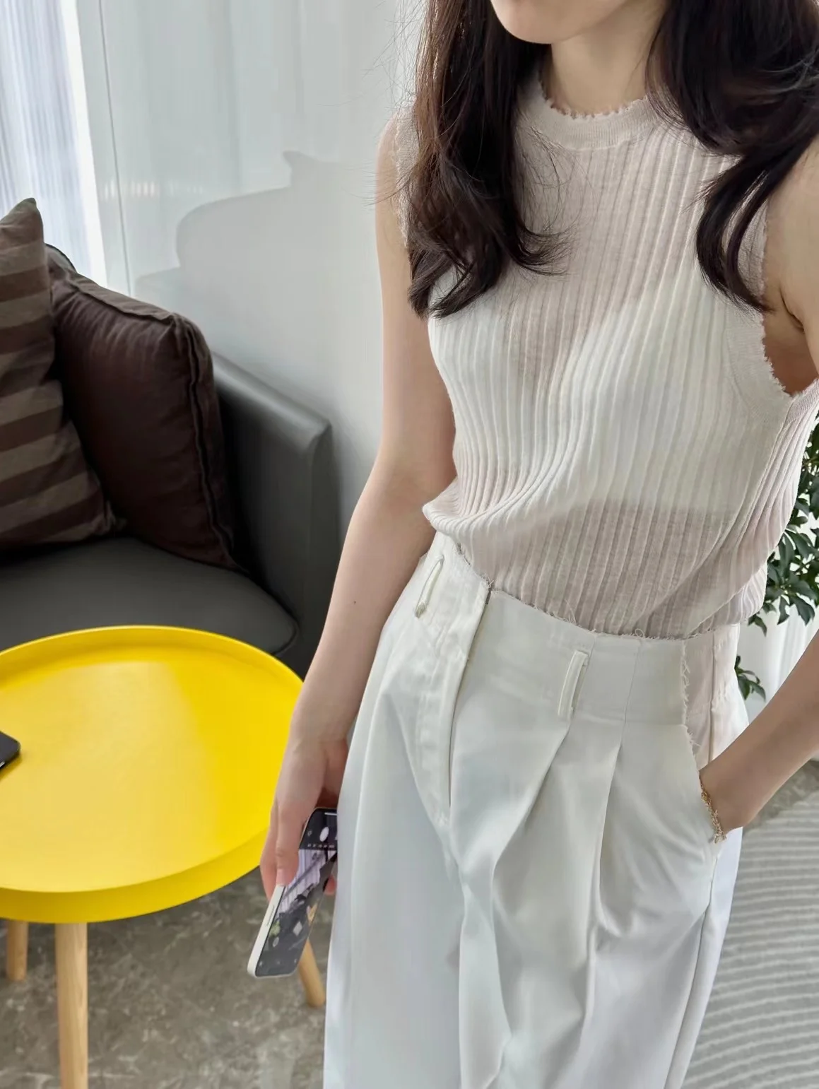 Вязаный жилет для женщин в жилетке без рукавов из 100% мериноса ультратонкая