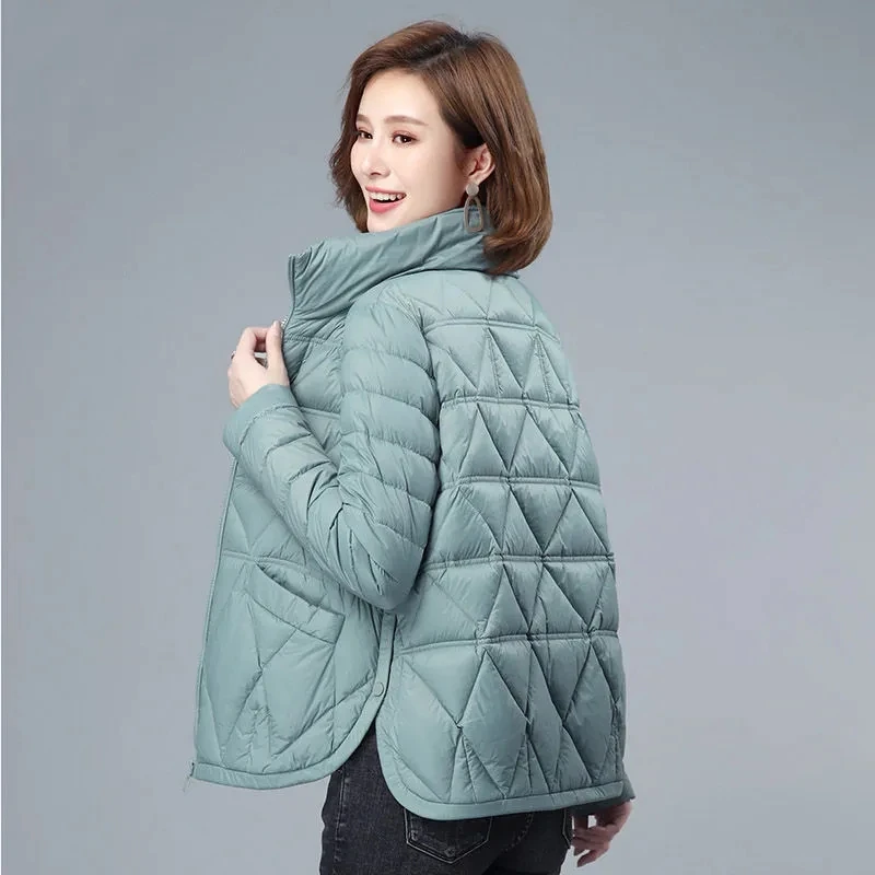Down Cotton Jacket Womens 2022 Winter New Loose Fashion All-match Padded Coat Lightweight Stand Collar Large Size Outerwear