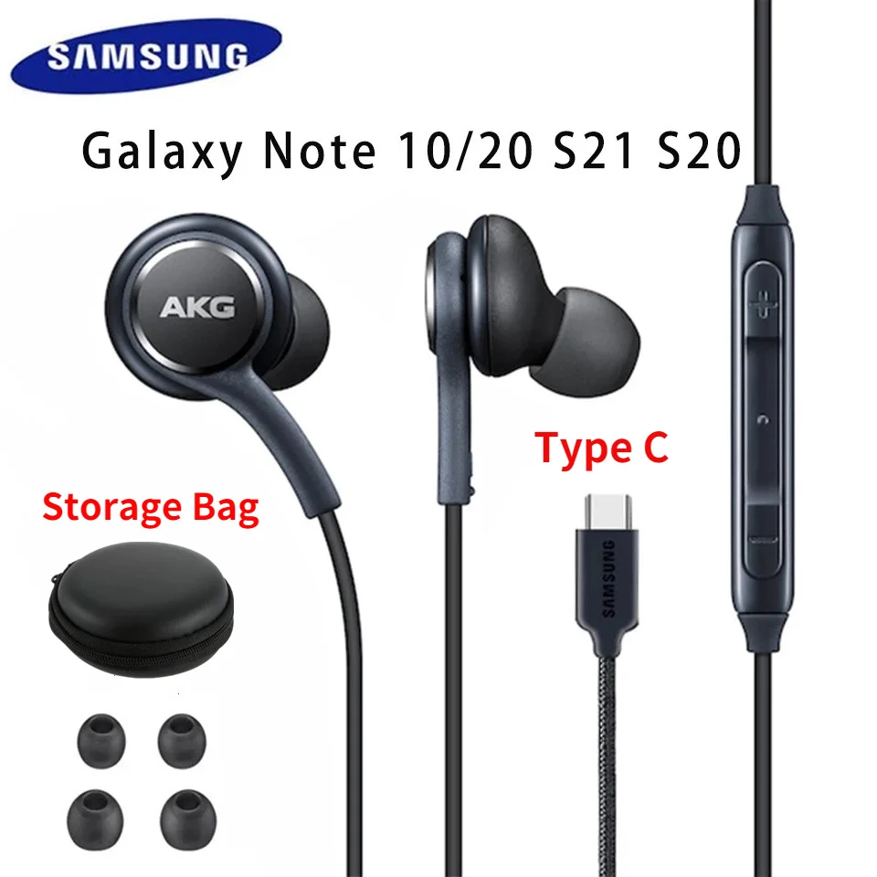 

EO-IG955 Samsung Type C Wired AKG Earphone In Ear Headphones Mic Galaxy Note 20 Ultra 5G 10 S21 S20 Original Earphone Usb Type C