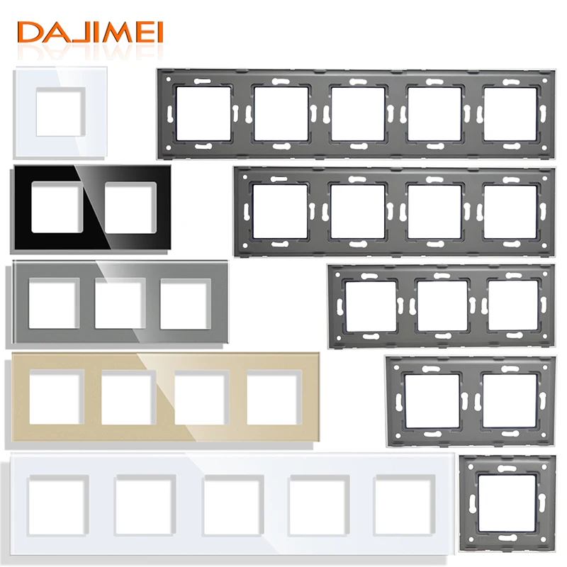 

DAJIMEI EU Standard Crystal Glass Panel Frame For Light Wall Touch Switch Socket Outlet Square Hole DIY-Parts Module 47*47mm