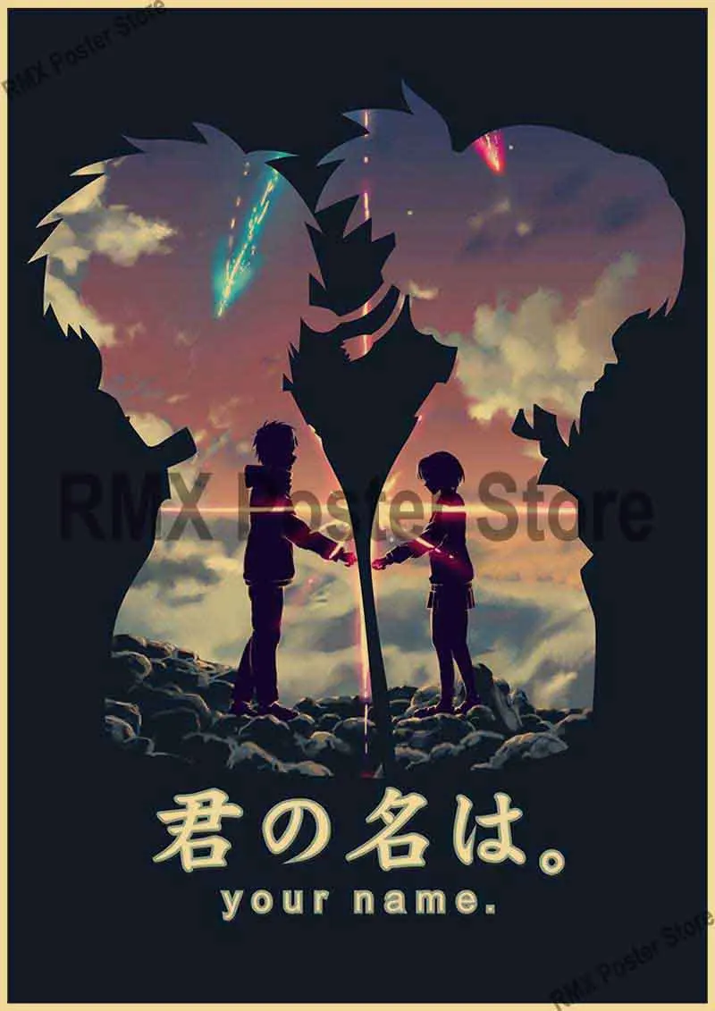 Ретро крафт-бумага манга фильм плакат аниме ваше имя плакаты домашний декор